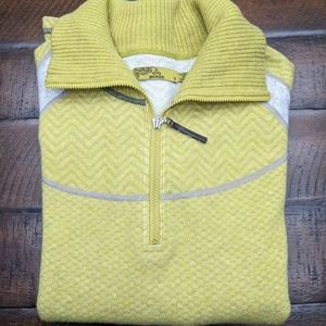Prana Yellow Wool 3/4 Zip Sweater Women's Medium